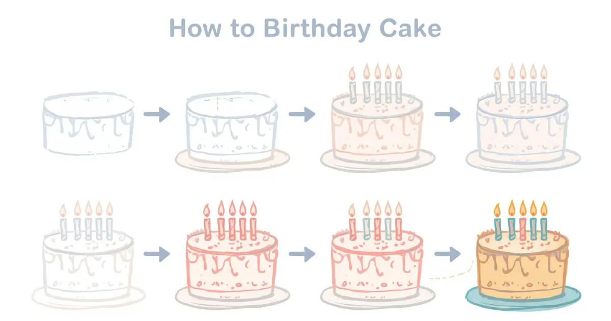 How to Draw a Birthday Cake Step by Step
